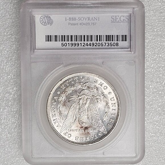 1878 8 TF Tail Feathers Morgan Silver Dollar - SEGS Graded MS62 - RARE - Toning - Picture 3 of 6